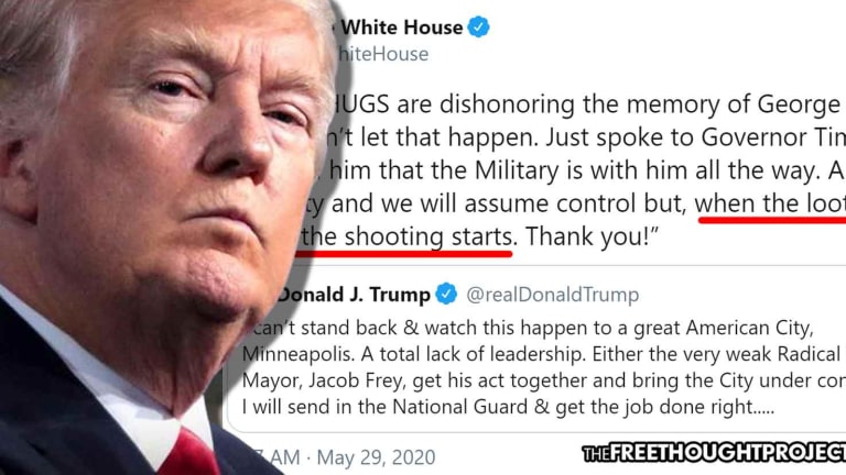 'The Looting Starts, The Shooting Starts': Trump Calls for Extrajudicial Execution of Rioters