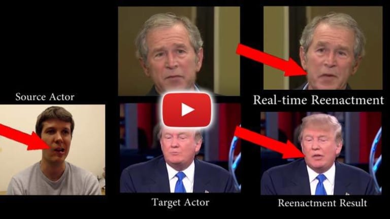 Incredible Facial Reenactment Tech Manipulates Bush, Putin, & Trump Speeches -- In REAL TIME