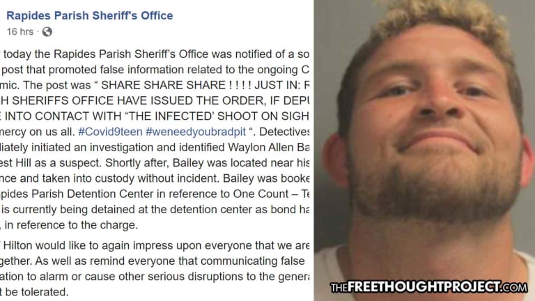 Louisiana Man Arrested, Charged with Terrorism for Satirical COVID-19 Facebook Post