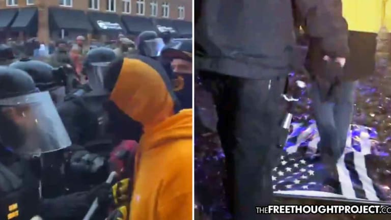 WATCH: As Cops Turn on Them, Proud Boys Desecrate 'Thin Blue Line' Flag, Disavow the Police
