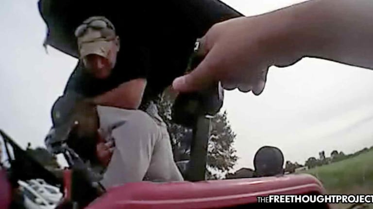 WATCH: Man on a Tractor Asks Cops to See a Warrant, So They Choke Him to Death