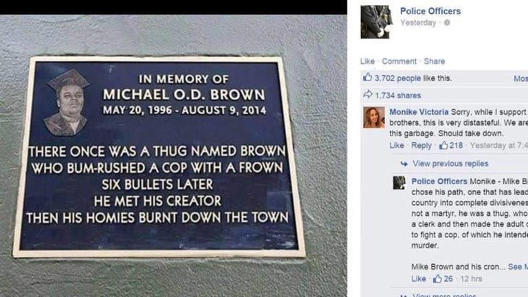 Cops Make Disgusting Fake Memorial Mocking the Killing of Michael Brown by Darren Wilson