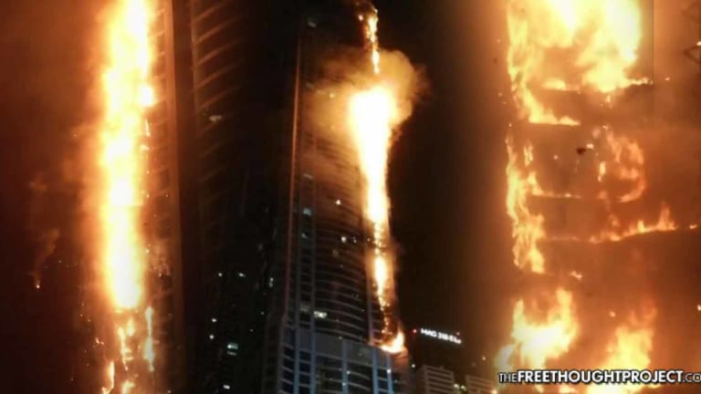 Opposite of 9/11: Massive Dubai Skyscraper Engulfed in Flames, Doesn't Collapse at Free Fall Speed