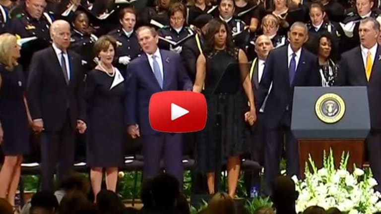 WTF?! Watch George Bush Dance, Laugh at Memorial for Murdered Dallas Police