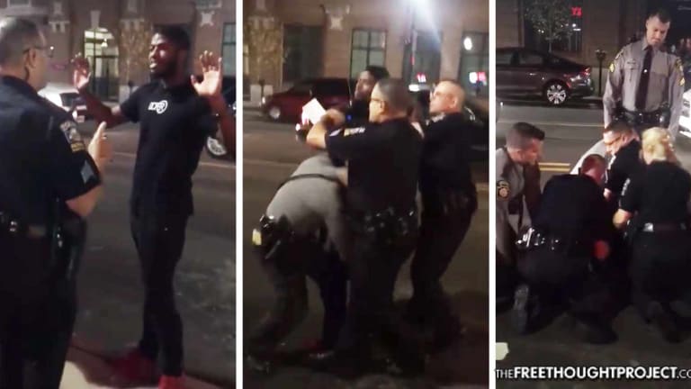 WATCH: Young Man Asks if He's Being Detained, So a Half-Dozen Cops Pummel Him