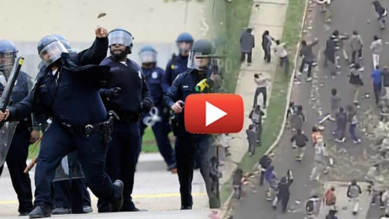 VIDEO: Police Throw Rocks Back at Protesters in Baltimore, All Hell Breaks Loose