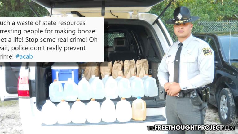 'Is This the 1920's?' Internet Owns Cops After Post Bragging About Arresting People for Moonshine