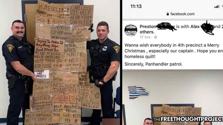 Cops Proudly Brag About Terrorizing the Poor During Christmas with 'Homeless Quilt'