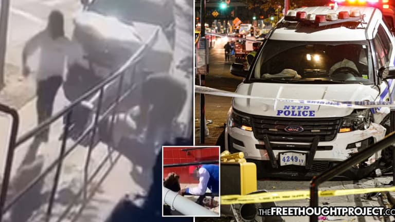 WATCH: Reckless Cop Drives Onto Sidewalk, Plows Down Crowd of People, Including 5yo Little Boy