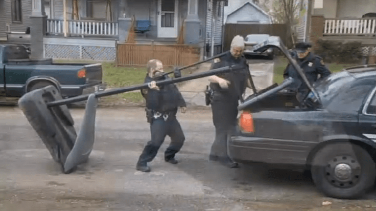 Cops Confiscate Basketball Goal From Neighborhood Kids, And Drive it Away. Seriously.