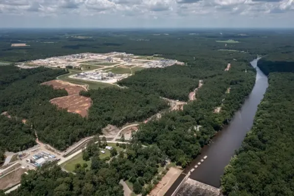 The Cape Fear River runs near the Chemours plant in Fayetteville, North Carolina. Credit:Ed Kashi/The New York Times/Redux Images