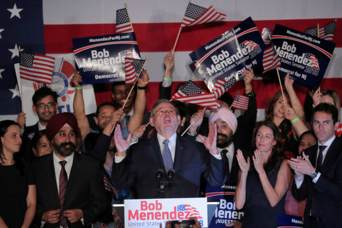 Democratic US Senator Bob Menendez at his midterm election night party in Hoboken, New Jersey © Reuters/Brendan McDermid