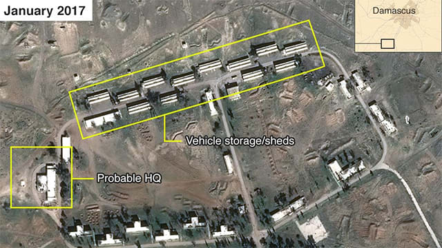 January 2017, satellite footage shown by the BBC, showing row of (at the time) new buildings (Photo: Digital Globe, McKenze intelligence Services)