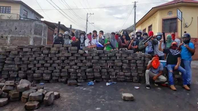 One of scores of violent barricades, or tranques, created around Nicaragua during the 2018 coup attempt. [Source: thegrayzone.com]