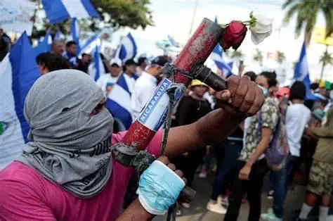 Anti-government protester during 2018 coup attempt in Nicaragua. Numbers of the protesters were tied to groups that had received funding from the National Endowment for Democracy (NED). [Source: yahoo.com]