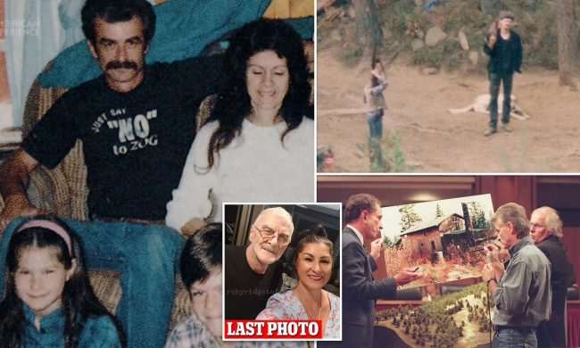 Pictures of Randy and Vicki Weaver, daughter Sara and son Samuel (left), daughter Sara, family friend Kevin Harris (top right), Randy Weaver at trial (lower right, and Randy Weaver and Sarah (Last Photo inset)