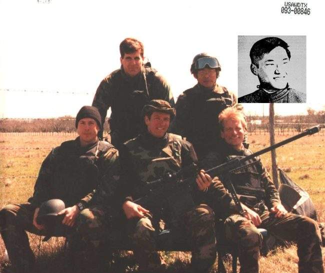 A picture of the FBI’s Hostage Rescue Team snipers taken during the Waco Massacre the following year, the sniper at the upper right is Lon Tomohisa Horiuchi, who murdered Vicki Weaver and is suspected of shooting members of the Branch Davidian church during the final assault by the FBI and Delta Force less than a year later. Three expended shell casings will be found at Horiuchi’s sniper position, Sierra One, by the Texas Rangers.