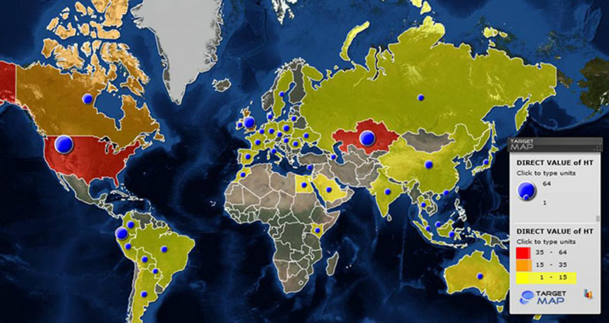 Map showing the countries of the current HackingTeam servers’ locations (Image from securelist.com)