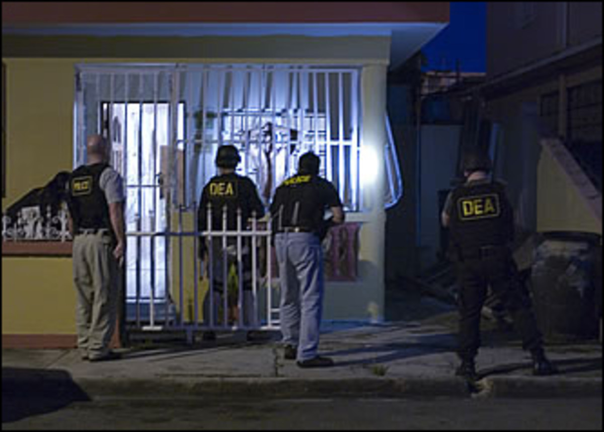  Photo of a raid taking place as part of the Drug Enforcement Administration's Operation Mallorca