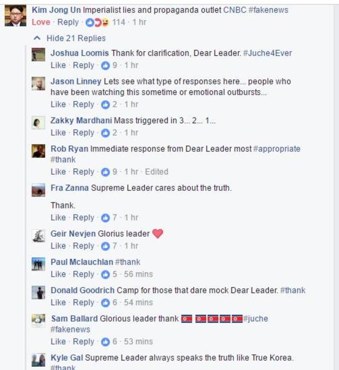 Comments made after the parody page made a statement on the article. 