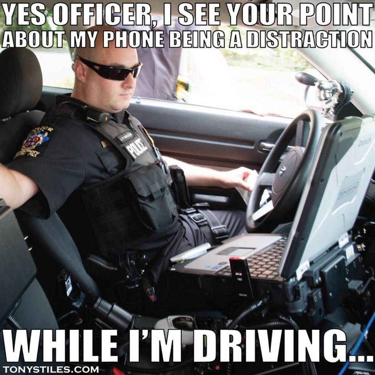 distracted officer