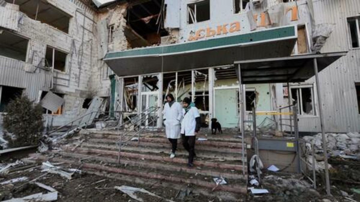 Destroyed hospital in Ukraine, via CBS