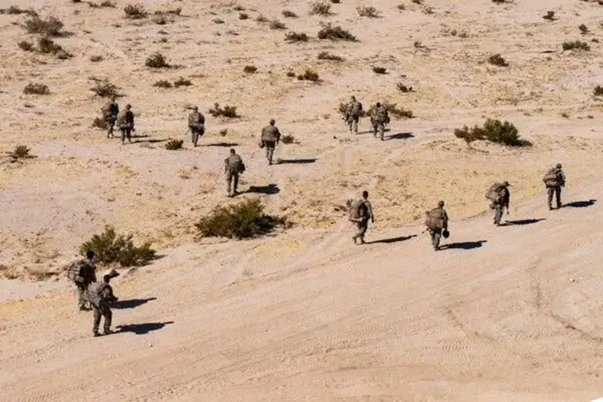 Marines taking part in a military exercise in Twentynine Palms, California, in preparation for war with China. [Source: nytimes.com]