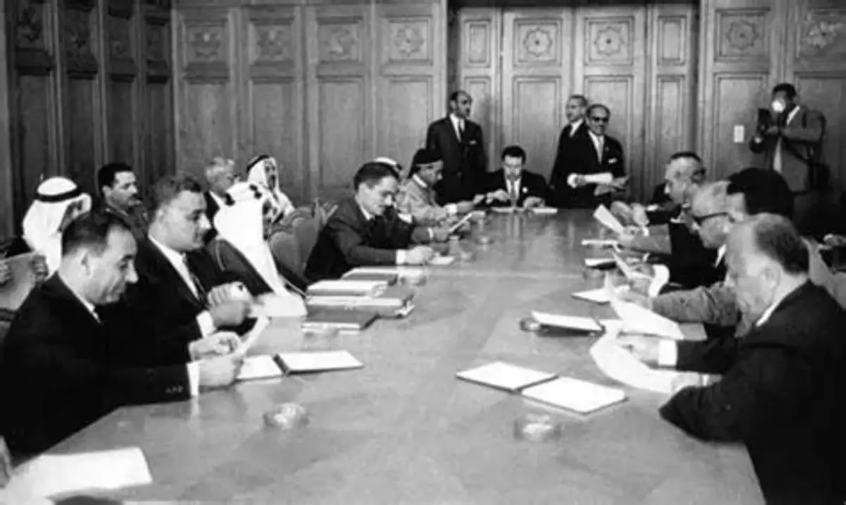 Arab heads of state at the Arab League summit, Cairo, Egypt, January 13 - 16th, 1964. Source: Wikipedia