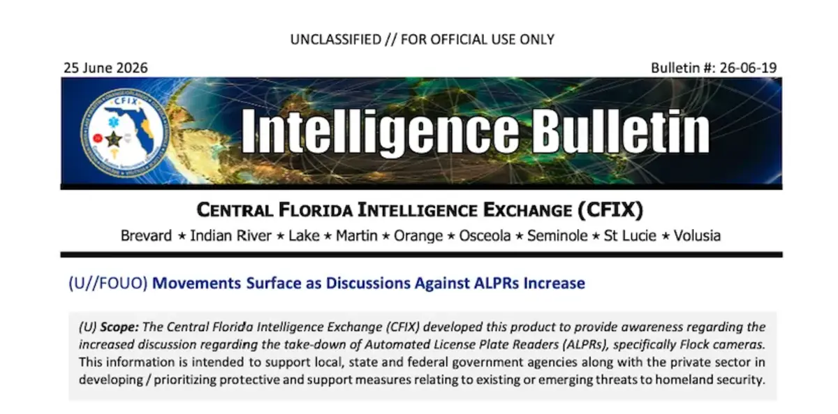 Excerpt Of Florida Fusion Center Threat Bulletin