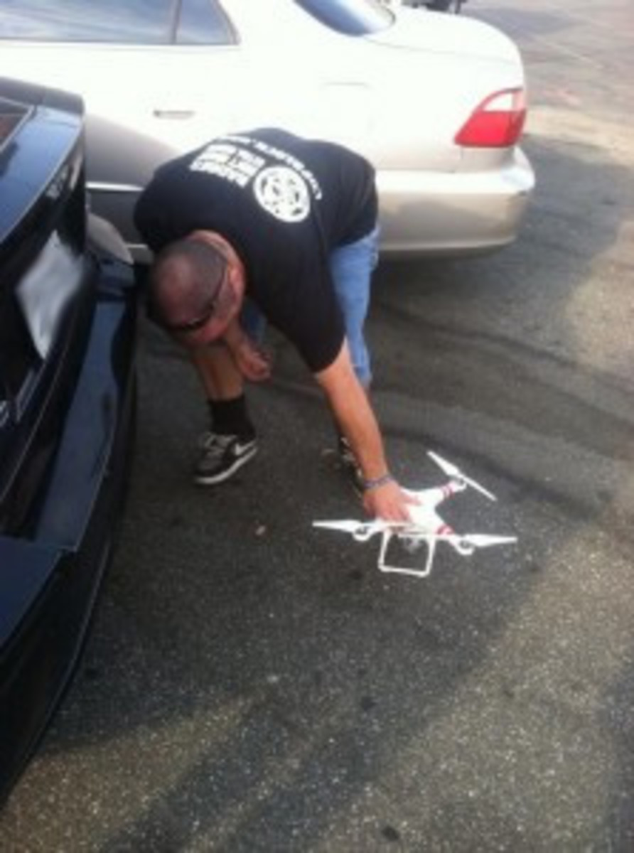 Tom setting up the drone